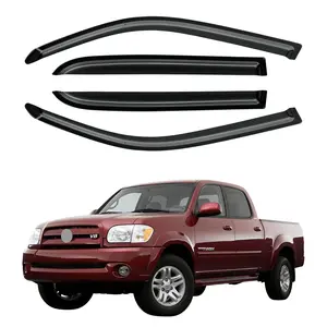 4PCS Window Visors for 2004-2006 Toyota Tundra DOUBLE Smoke Tinted Acrylic Tape-On Vent Shade Rain Sun & Wind Deflector Black Car Accessories