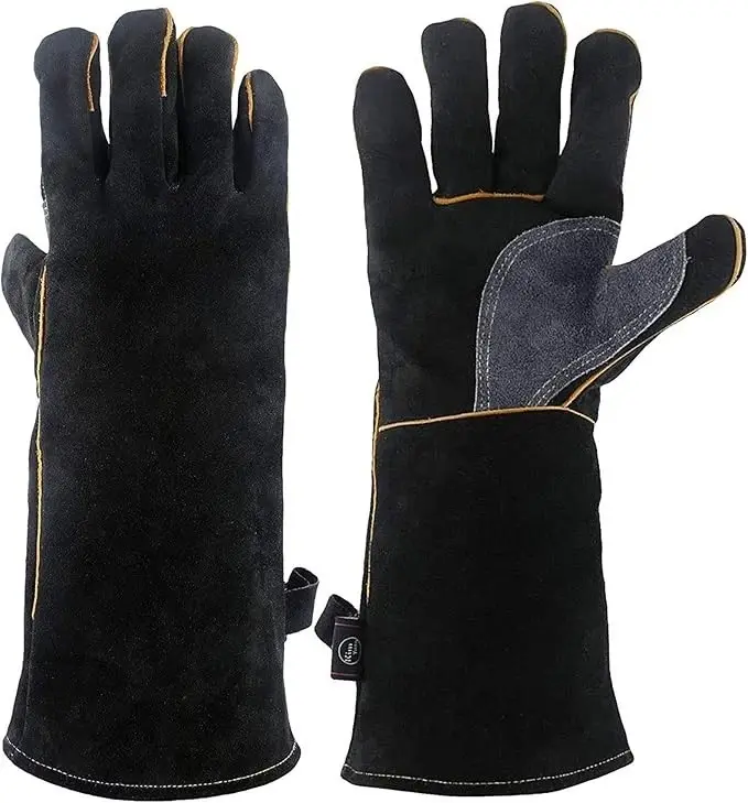 14-inch Black High-Temperature Protective Gloves - Bakeware Kitchenware Oven Mitts, Heat-Resistant for Grills & Ovens, Cut-Puncture-Oil Resistant, Suitable for Outdoor Grilling & Gardening Pruning