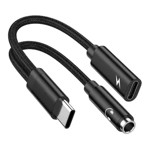 2 in 1  USB Type C to 3.5mm Headphone and Charger Adapter for Galaxy S26 Ultra/S24,60W PD USB C to Aux Audio Jack Dongle  Android Phone   Cord for  17e, Pixel 10a