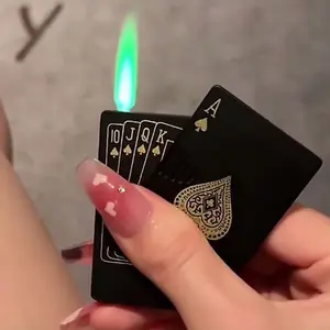 Cool Lighter, Playing Card Lighter - Windproof Butane Jet Light, Metal Design, Suitable for Indoor and Outdoor Use, Great for BBQs, Candles and Gifts (Butane Gas Not Included), Candle Lighter | Stylish Metal Lighter | Flame Effect, Candle Lighter