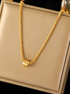1Pcs Fashion Stainless Steel Gold Color Bead Ball Pendant Necklace For Women Trendy Waterproof Neck Chain Jewelry Gift Collar Fashion Jewelry Party
