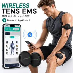 Medcursor Wireless Dual-Channel Muscle Stimulator, App-Controlled TENS Unit with Session Memory, 3 Modes, 25 Intensities, Pain Relief for Back/Arms/Shoulders/Legs, Portable with Storage Pouch