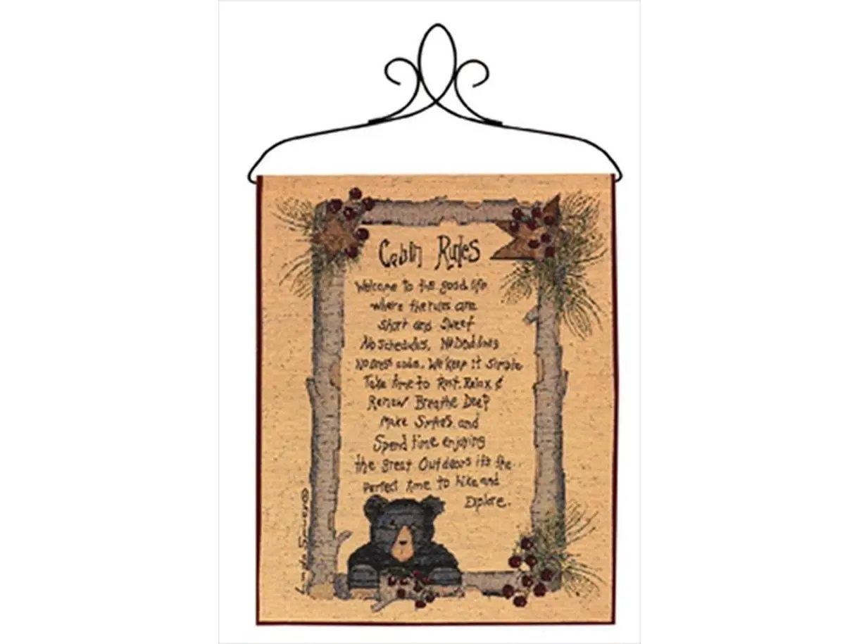 Manual Woodworkers and Weavers Cabin Rules Tapestry Wall Hanging Vertical 13 X 18 in.
