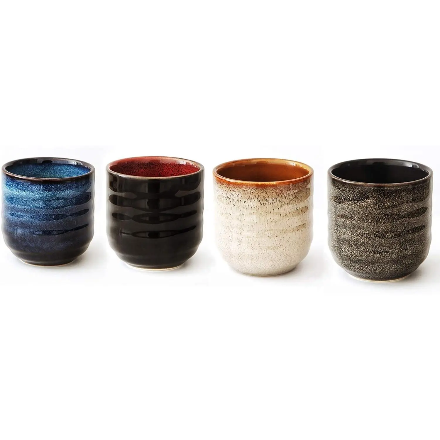 Japanese Style Ceramic Tea Set, Tea Cup, Coffee Cup, Yerba Mate Set, Ceramic Mate Cup Set of 4 (4 colors)