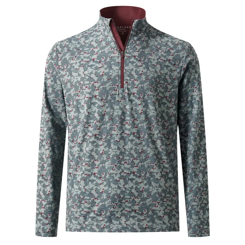 MAELREG Men's Plaid & Camo Printed Golf Quarter Zip Pullover, Lightweight Long Sleeve Performance Fit Stylish Fashion Menswear Top