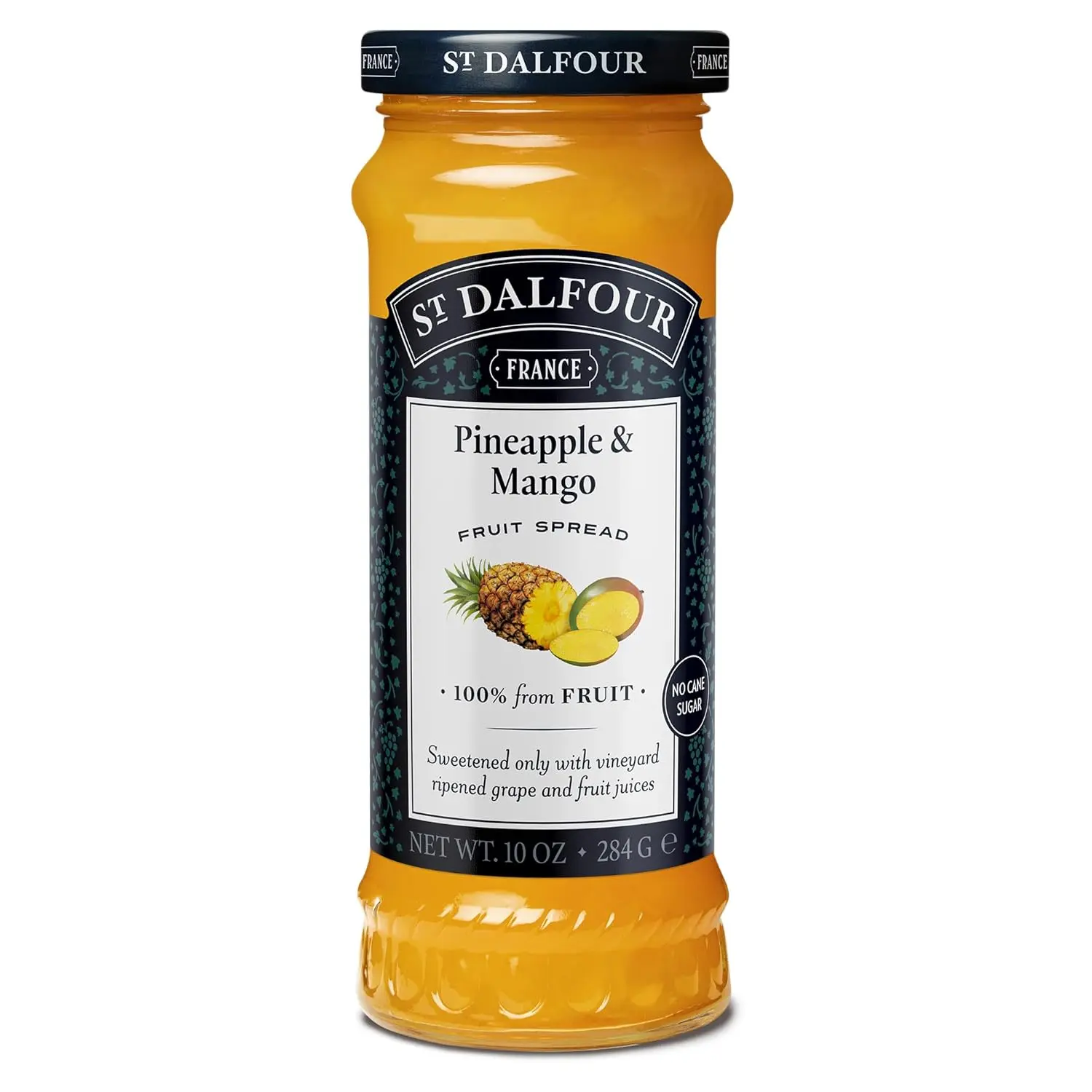 St. Dalfour Pineapple & Mango Fruit Spread - 10oz - 100% from Fruit, No Artificial Ingredients, Non GMO, No Cane Sugars, All Natural, Made in France
