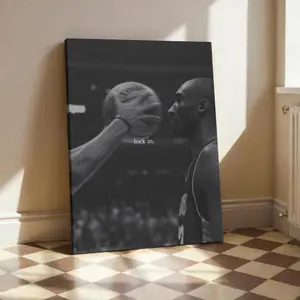 Kobe Bryant Lock In Canvas Wall Decor Poster, Basketball Legend Gift, Basketball Fan Inspirational Art Print for Home, Office, Bedroom, Game Room