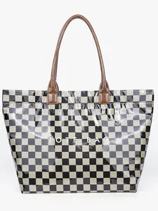 Checkerboard Pattern Stylish Tote Bag, Casual Versatile Handheld Bag, Minimalist Transparent Commute Large Capacity Bag for Women