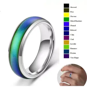 Stainless Steel Plated Color Changing Mood Ring Temperature Women Men 6-12 R46