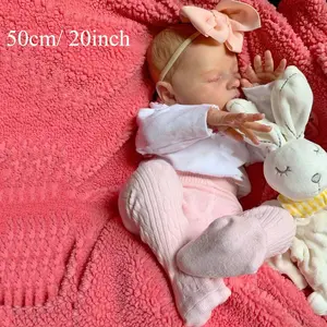 Rebirth Doll Toy Store 50cm 20inch Asleep Cute Reborn Baby Doll with 3D-paint Skin and Visible Veins Soft Vinyl Realistic Newborn Bebe Girl Princess Gift Toy Alive Sleeping Doll Cute Doll Collectible Soft Cuddly Gift Soft Weighted Dolls