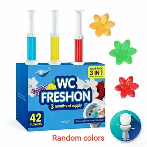 Hygiene Gel Seals, 3 Packs/42 Pieces, Toilet Gel Seal Refill, Fresh Floral Scented Toilet Gel (random Color), Bathroom Accessories, Cleaning, Flower, Cleaner refills