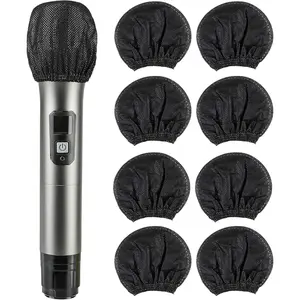 200 Pcs Disposable Microphone Cover Non-Woven Handheld Microphone Windscreen Protective Cap for Recording Room, KTV and Any Shared Environment (Black)