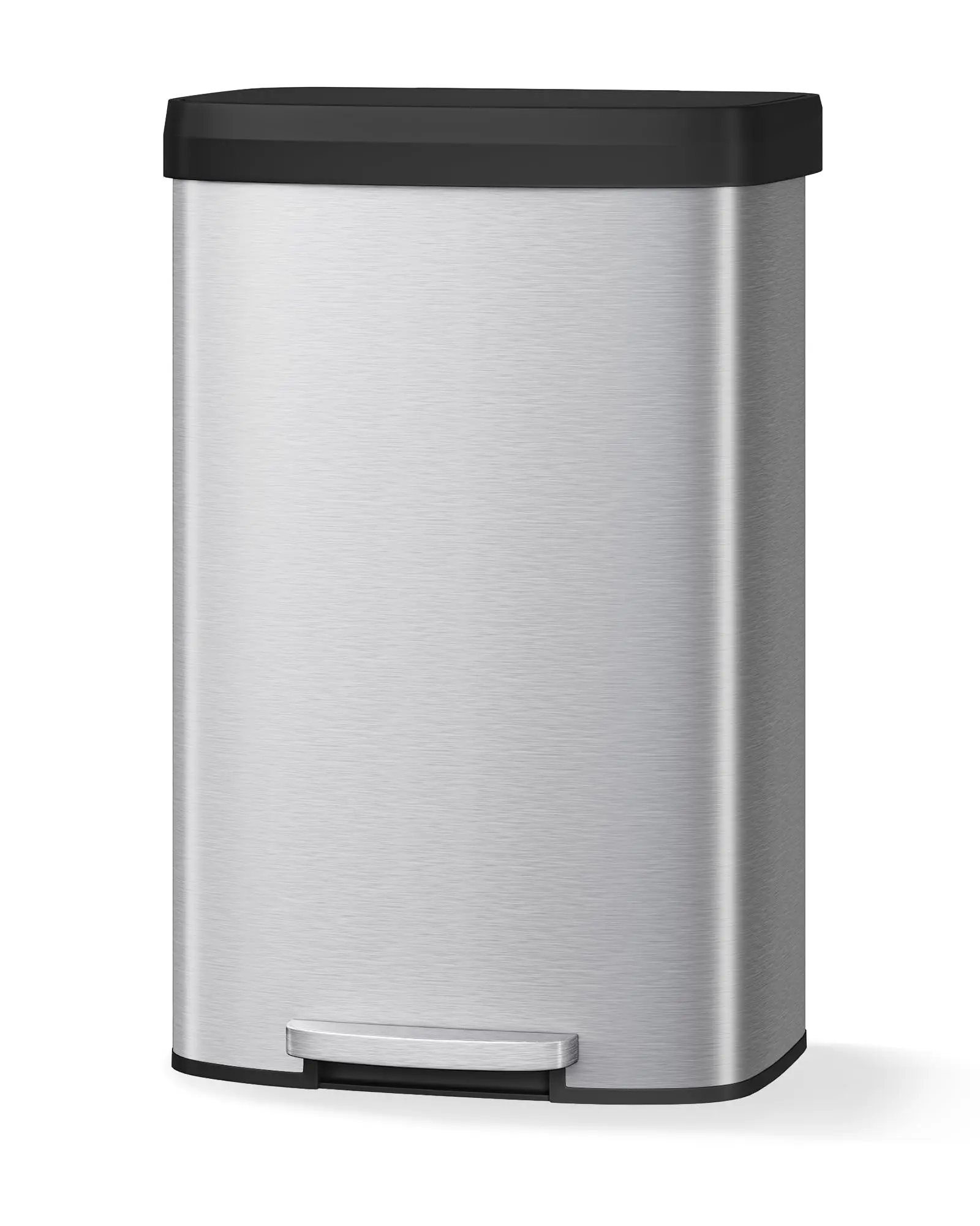 21 Gallon (80L) in Home Metal Recycling Bin Kitchen Stainless Steel Recycling Bin with Liner Rim, Rear Handle, for Office Home Kitchen Garbage,Silver