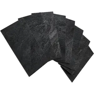 AULIGET 3" x 6" Peel and Stick Backsplash Wall Tiles, PVC Faux Stone Stick on Tiles for Backsplash Kitchen (4, Black Slate)