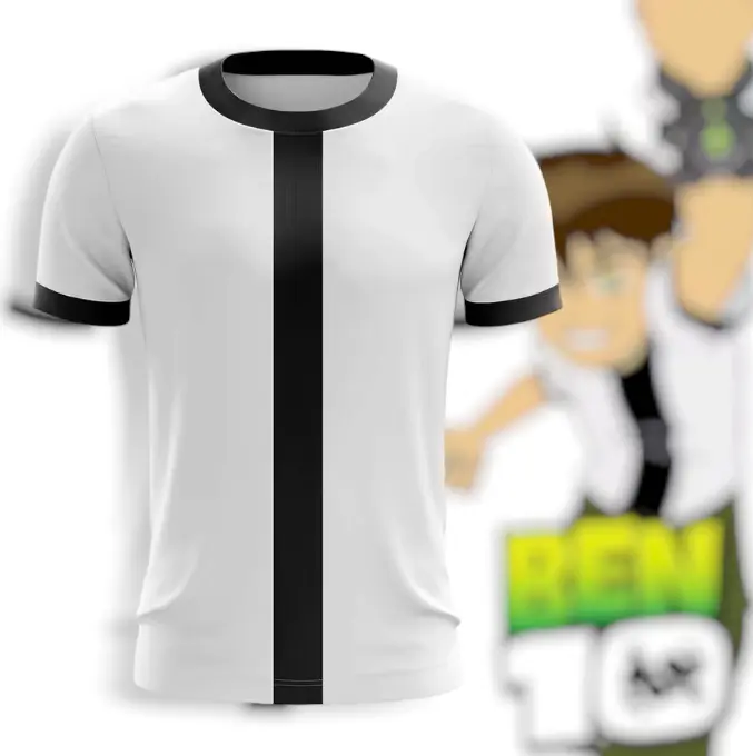 Unisex Retro Cartoon b10 Alien Hero Graphic T-Shirt, Black Center Stripe Casual Cosplay Cotton Tee Gift for Men