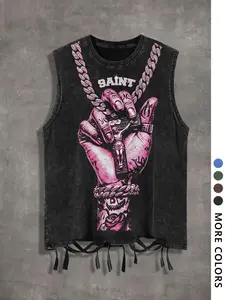Men's Sleeveless Vest T-Shirt, Vintage Classic Casual Loose Round Neck, Fashion Streetwear, High-Quality Print Graphic Tee, Versatile and Comfortable, Menswear