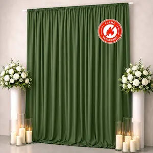 Scuba Polyester Event Backdrop Curtain Olive Green 10ftx12ft Durable Flame Resistant Wrinkle-Free Photography Drape Panel With Rod Pocket