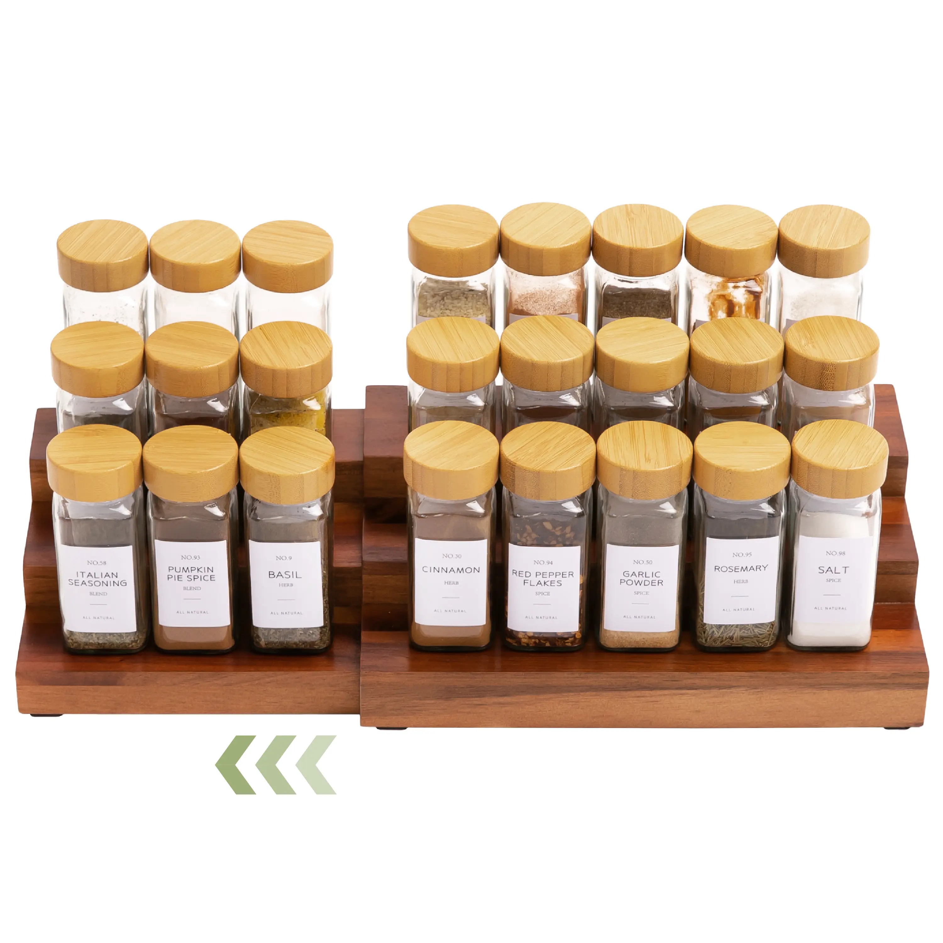Expandable Spice Rack Organizer for Cabinet, 3-Tier Shelf for Spice Organization (11” to 22”), Fits 36 Spice Jars, Seasoning and Pantry Storage, Non-Slip Feet, 100% Acacia Wood