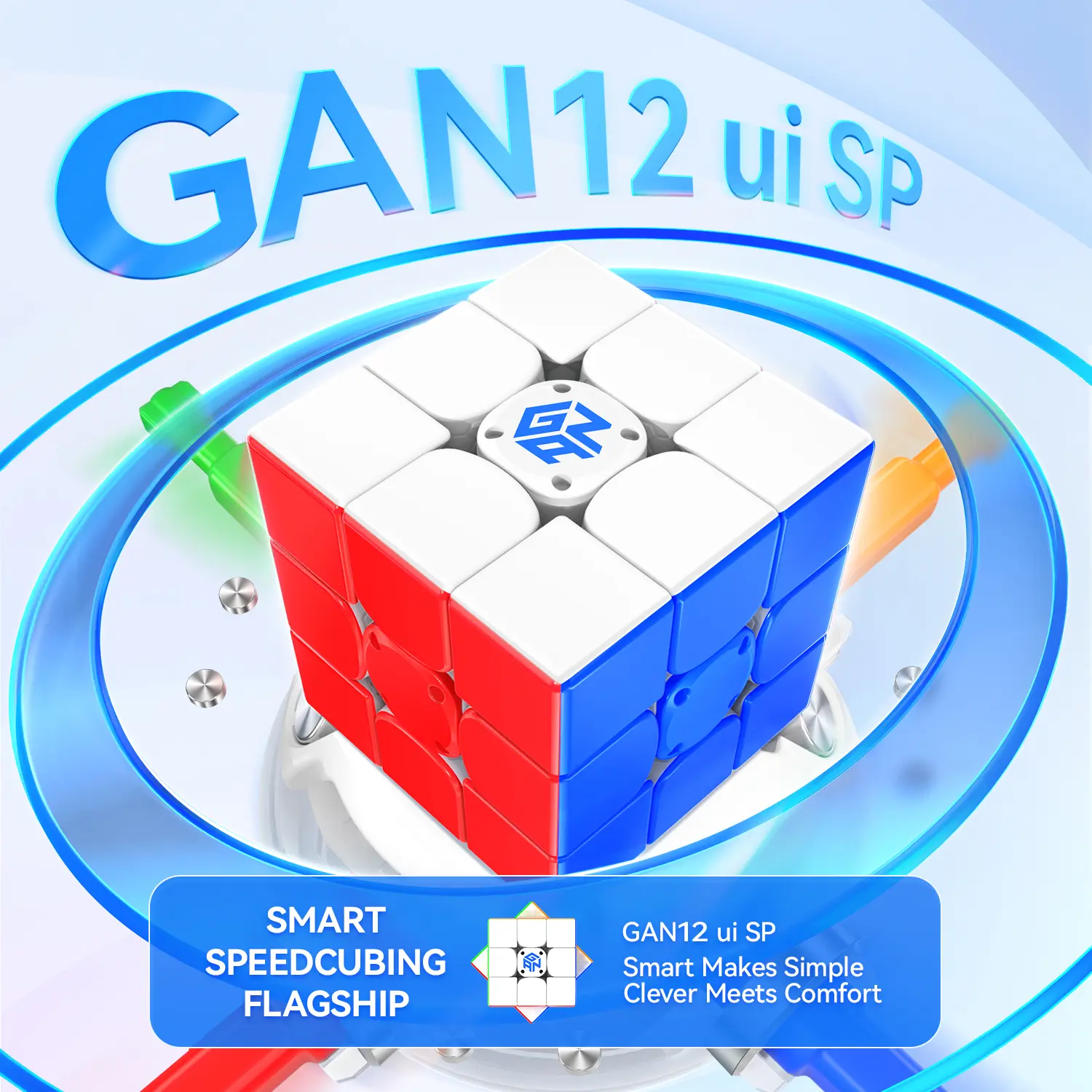 【Official Store】GAN 12 ui SP Smart Speed Cube 3x3 Magnetic Bluetooth Connected Electronic Speedcube with GAN PowerPod for Kids Online Competition Timer Tracking Movement Steps Standard Charging Case Version