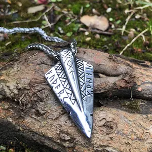 GTHIC Stainless Steel Nordic Spear Of Odin Viking Pendant for Men Father's Day Gift