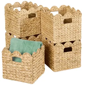Best Choice Products Scalloped 13 x 13in Hyacinth Storage Basket Set of 5