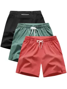 Men's Solid Color Quick Drying Breathable Swim Shorts, Regular Fit Casual Comfy Swim Shorts for Summer, Men's Swimwear Bottoms for Beach Swimming