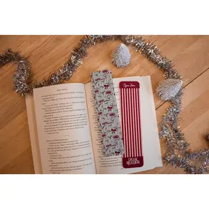Holly & Ribbon Open Here Bookmark