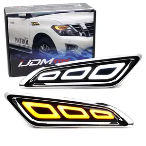 iJDMTOY White/Amber Switchback Sequential Blink Full LED Fender Grille Side Marker Light Kit For 2017-up Nissan Armada