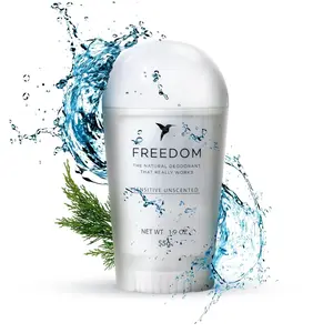 Freedom Sensitive Unscented Deodorant - Ewg Verified & Clinically Proven,  Made with 100% Recycled Plastic and Organic Essential Oils - Smooth Applicator, Natural Body Care 1.9 Oz