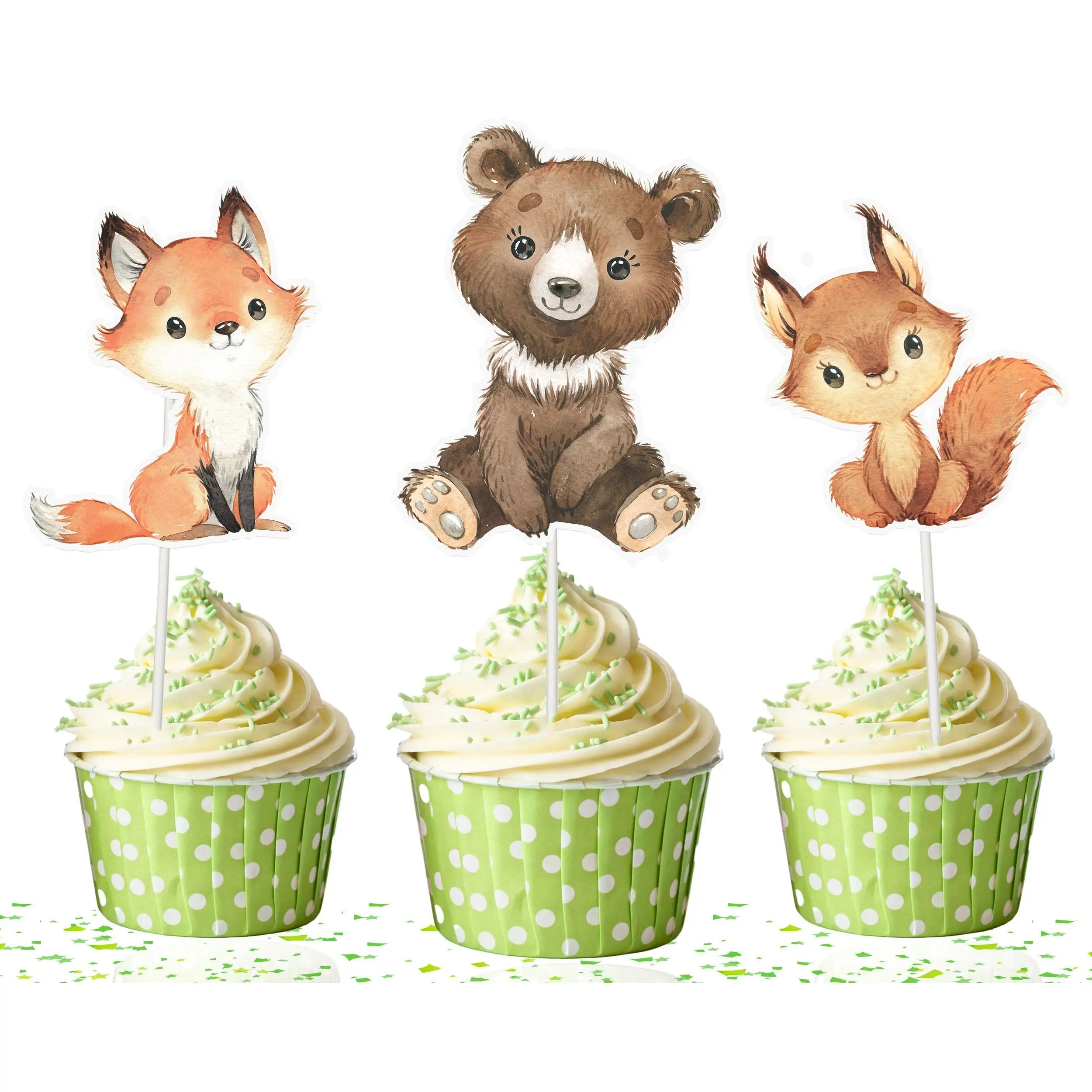 Adorable Woodland Creatures Cupcake Toppers - Perfect for Themed Parties and Baby Showers