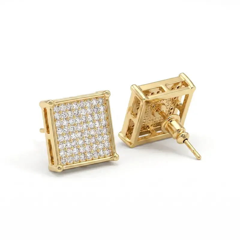 Square Pave Stud Earrings for Men Women, Ice Out Bling Rhinestone Hip Hop Square Ear Studs Jewelry,Hypoallergenic Iced Out Square Stud Earring,perfect for everyday wear, parties, and street style.They make an excellent gift ...