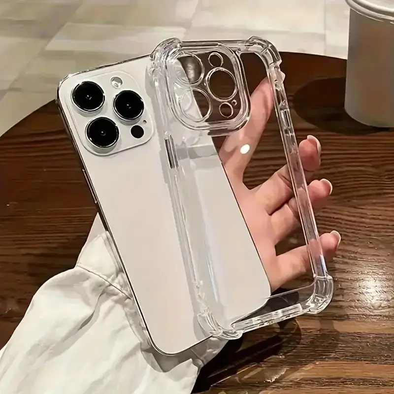 Rectangle Tempered Glass TPU Smartphone Case - Shockproof, Transparent Smartphone Protection Casing for iPhone 11 Pro Max,X,Xs Max,Xr,8 Plus,7 Plus,12,13,14,15,16,17,17 Air - Mobile Phone Accessory