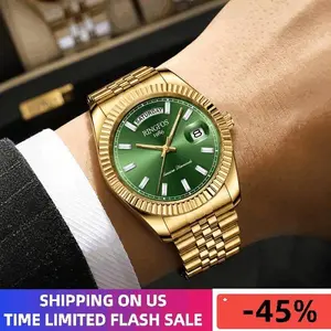 【RINGFOS】 Men’s Luxury Dress Watch — Business & Fashion, Valentine’s Day Gift, Quartz Watch, Multifunction Stopwatch Timer, Quartz Movement, Luminous Display, Date Function, Waterproof, Boss Watch, Party Wear, Daily Use, Birthday Gift, Gift Box