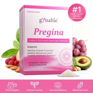 Gynable Inositol Supplement with Myo-Inositol,D-Chiro-Inositol,Folate,Chasteberry,Zinc,Selenium Natural Vitamin Support PCOS Relief, PMS, Acne, Preconception, Fertility, Hormonal Imbalance,Menstrual Ovarian Function 30 Packets for Women Fitness Healthcare