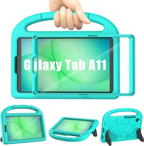 TOPWANT Kids Computer Tablet Case for Galaxy Tab A11/A9 8.7", Turquoise - Shockproof, Screen Protector Included, Handle Stand Design