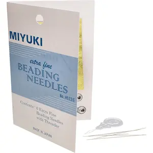 Miyuki Extra-Fine Beading Needles – 6 Pack, Assorted Sizes, 0.4mm Diameter – Needle Threader Included – Made in Japan – Use with Delica Beads for Jewelry Making and Other Seed Bead Projects