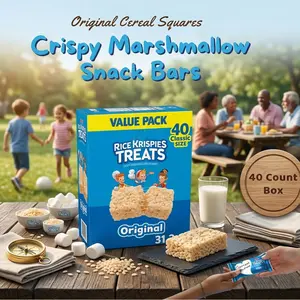 Crispy Marshmallow Snack Bars, Original Cereal Squares, Individually Wrapped 40 Count Box