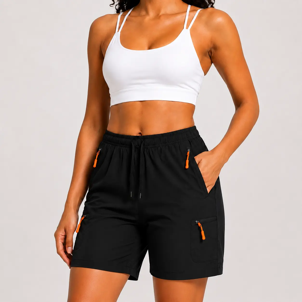 BAMIX Women's High Waist Relaxed Fit 4-Pocket 4-Way Stretch 2026 Hiking Cargo Shorts - S-3XL Women's Clothes, Plussize Gym Clothes for Workouts, Casual Summer Outdoor Use