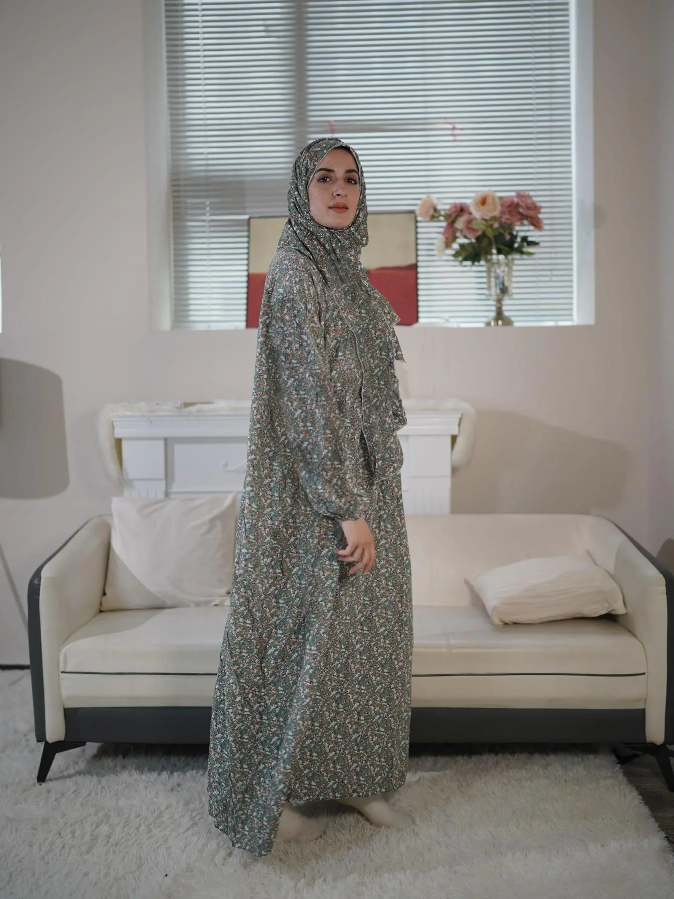 cute islamic dresses Pretty Chiffon Material Front Side with Cute Buttons with Full Lining Casual Long Dress Abayas Muslim Women Long Dress - Muslim Dress and Islamic Clothing price