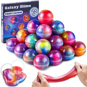 Leyoupai Galaxy Slime Balls 24 Pack Stretchy Non Sticky No Mess Stress Relief Fidget Toys for Kids Teens Fun Party Favors Classroom Rewards Sensory Play Safe Colorful Slime Gift Valentine's Day Countdown Share the Love Fun
