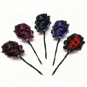 Gothic Dark Style Skull Rose Flower Decor, 3D Printed Stress Relief Ornament, Adult Collectible Decoration, Home Accent, Home Decor Accessory, Interior Decoration Accessories