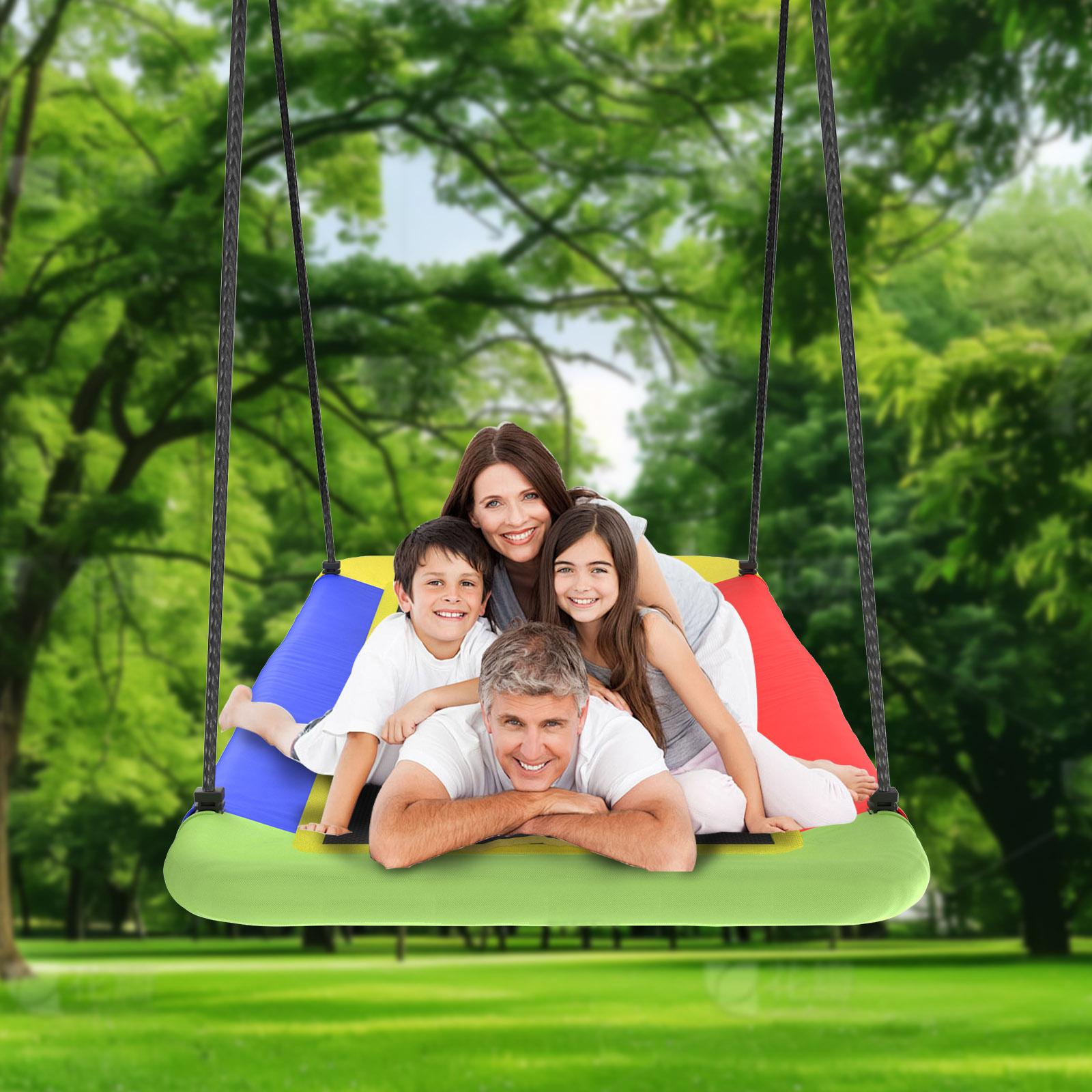 SkyBound 60'' Rectangle Platform Tree Swing for Kids and Adults, Giant Flying Swing with Adjustable Hanging Strap, Waterproof Textilene Fabric Tear & UV Resistant, Swings Set for Backyard Garden