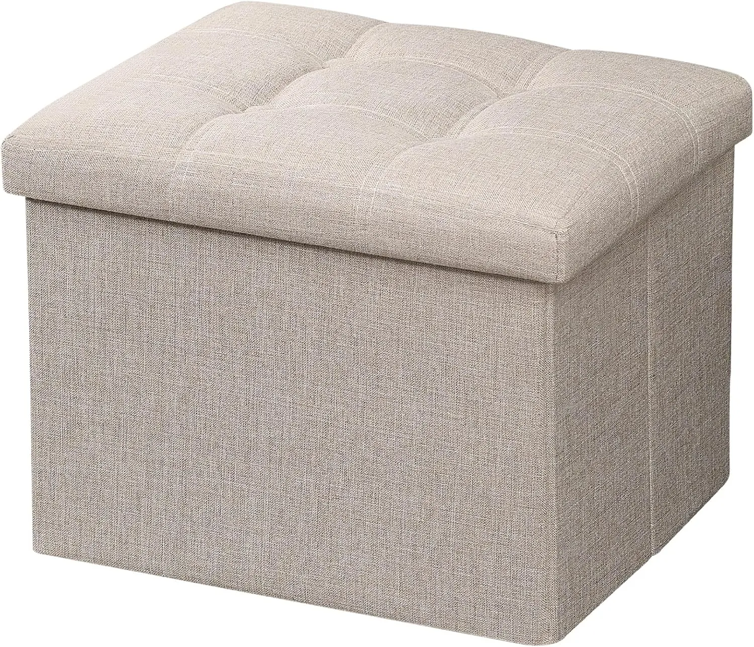Beige Ottoman with Storage,Foot &  Rest Stools Small Cute Stool Short Bench Folding Ottomans Square Footstools for Shoe Living Room Under Desk Outdoor RV Camper Each Space Storage