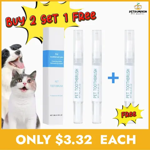 New Pet Toothbrush Pen,Cat/Dog Tooth Whitening & Cleaning,Natural Plant Substance-Pet Teeth Repairing Kit,Dogs Cats Natural Plants Tartar Remover Tool