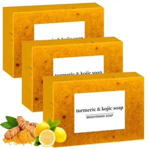 Lemon turmeric soap, a skin care soap suitable for all skin types, deeply cleanses and moisturizes, organic soap bar，3pcs