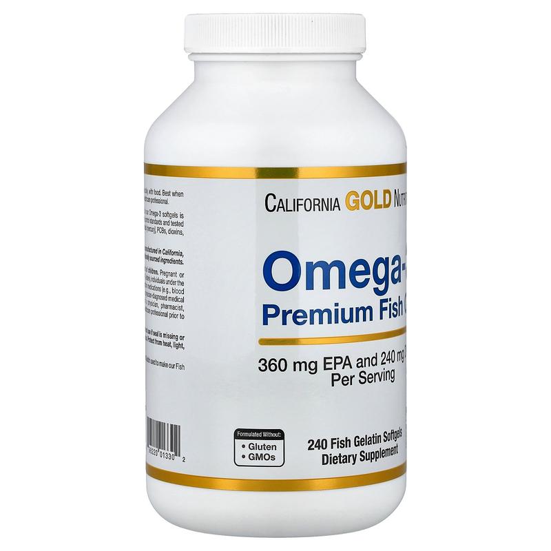 California Gold Nutrition Omega-3, Premium Fish Oil, 240 Fish Gelatin Softgels