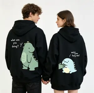 Cute Dinosaur Matching Hoodie for Couples (Sold Separately) | Unisex Cozy Cotton Pullover, Soft & Comfortable Streetwear, Casual Fall Winter Couple Gift
