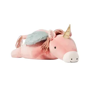 Pegasus Weighted Plush  Throw Pillow - Add charm to your space with the Pegasus Weighted Plush Throw Pillow from. Designed in the shape of a pegasus, this figural throw pillow comes complete with a tail and gold-tone horn for a lovely look.