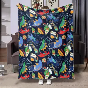 Dinosaur Pattern Blanket, Soft Pillow-Style Baby Blanket, Flannel Material, Unisex Design, Ideal for Crib, Bedding, Travel, Gift