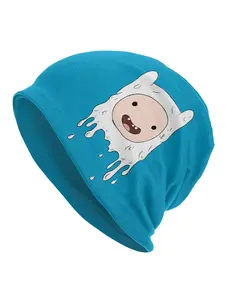1pc Adventure Time Funky Beanie Hat for Men - Elastic Knit Polyester Skull Cap with Cartoon Character Design